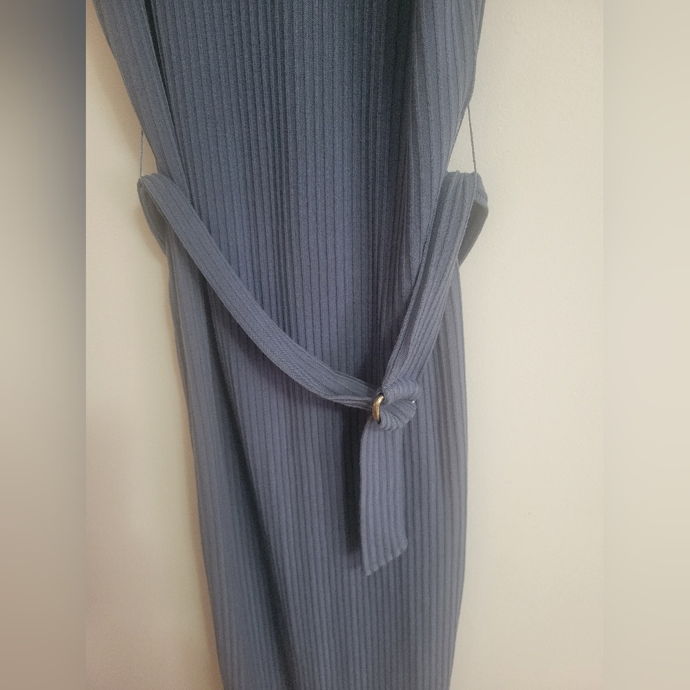 Michael Kors Blue/Grey Ribbed Gold Rings Strap Tank Dress - Picture 3 of 5